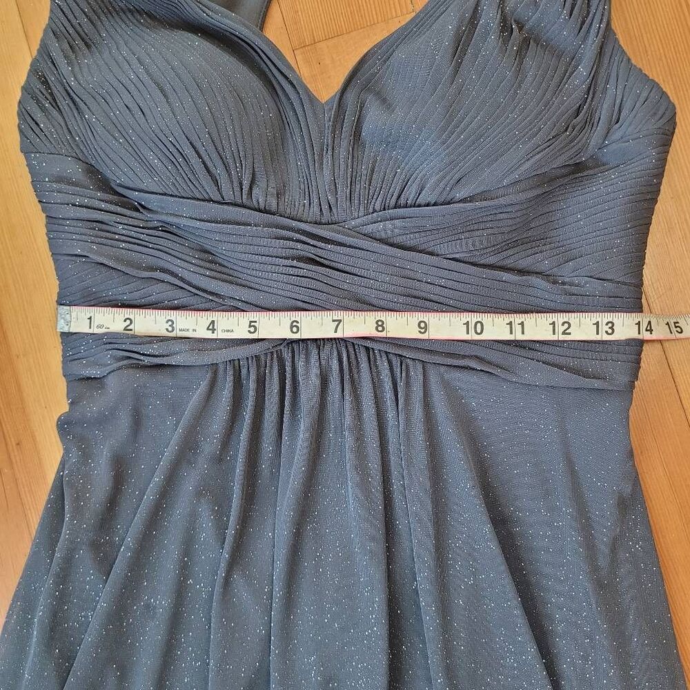 Alex Evenings 6 dark grey glitter shimmer formal dress prom babydoll cut open ba - Picture 14 of 14